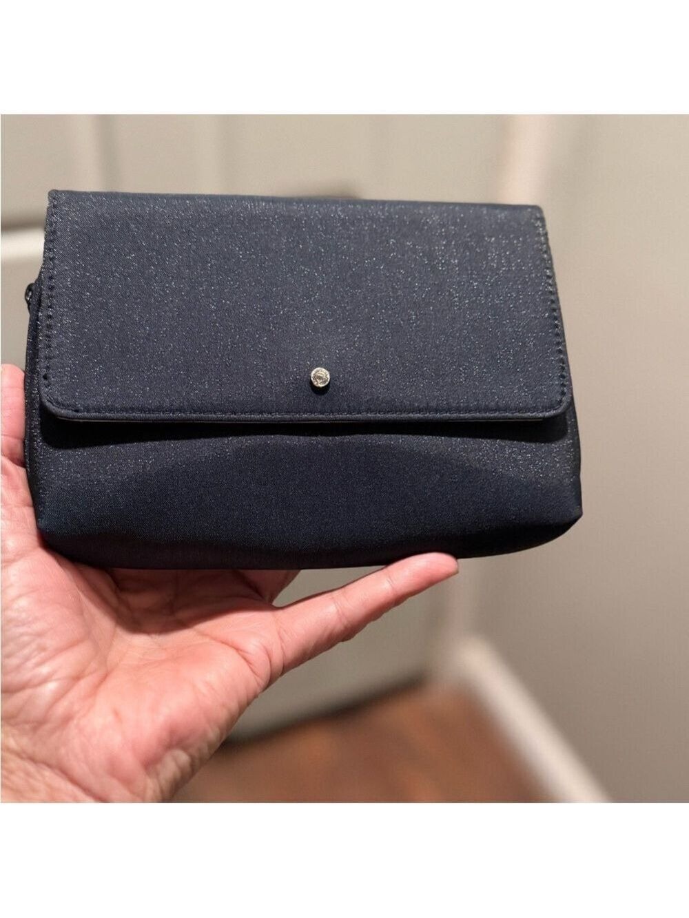 SWAROVSKI black Satin Interior clutch